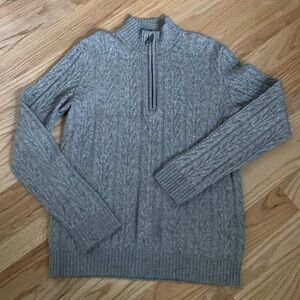 LINCS DC&Co Wool cashmere 1/4 Zip Sweater Mens S Gray blend cable knit Warm